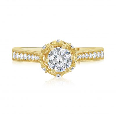 טבעת אירוסין 1 קארט זהב צהוב יוקרתית קראון Crown