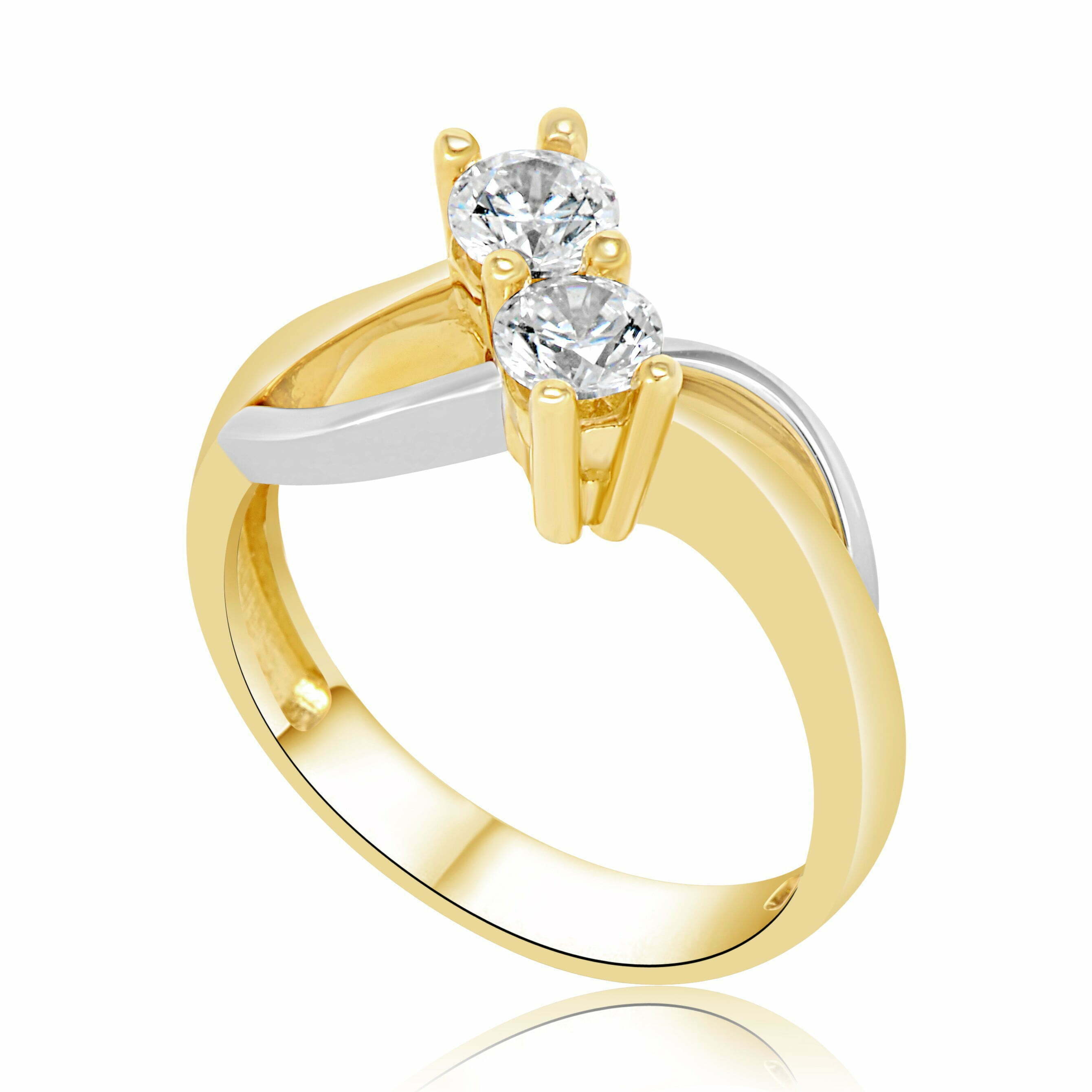 טבעת אירוסין זהב לבן וזהב צהוב Charlote שרלוט