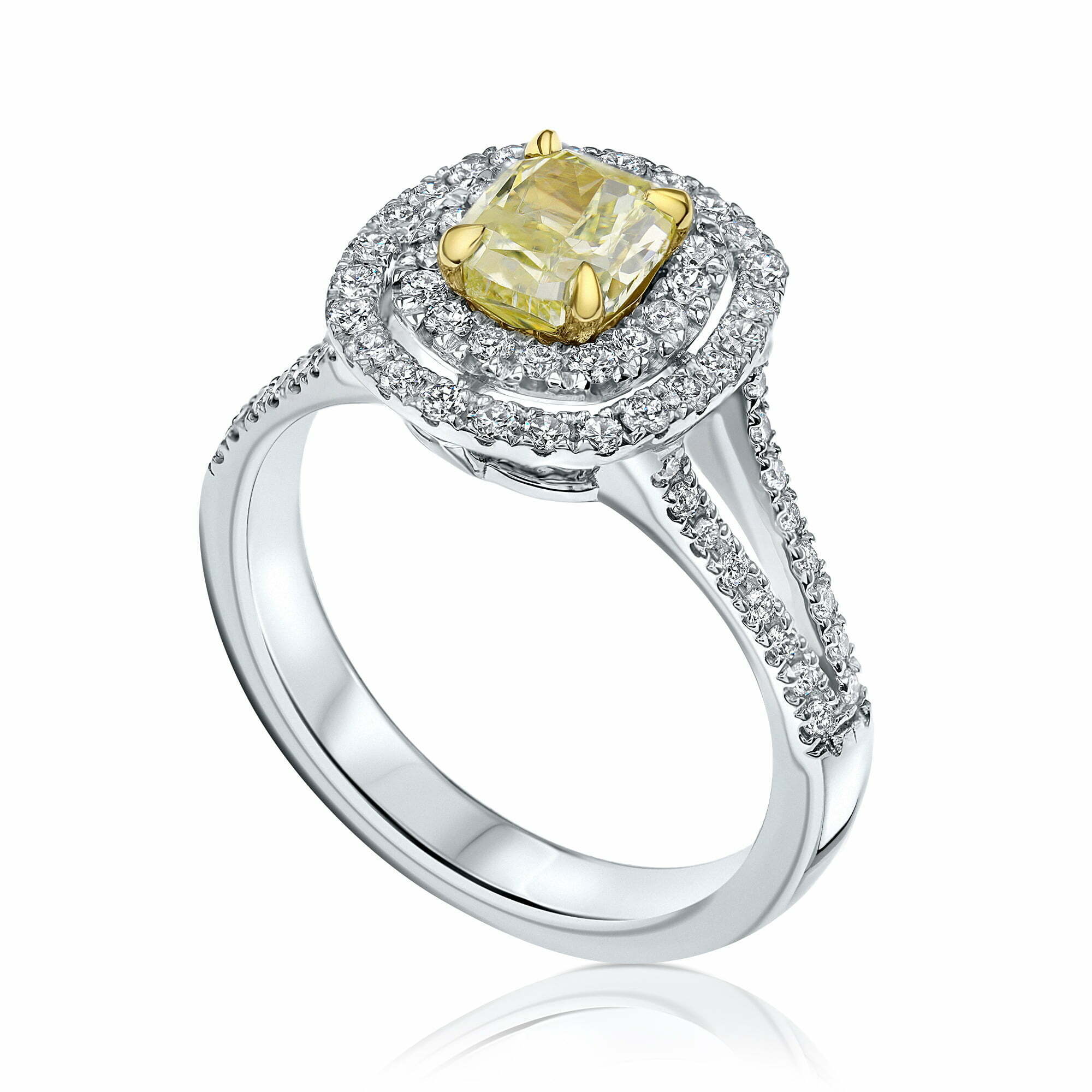 טבעת אירוסין זהב לבן agam משולבת fancy yellow