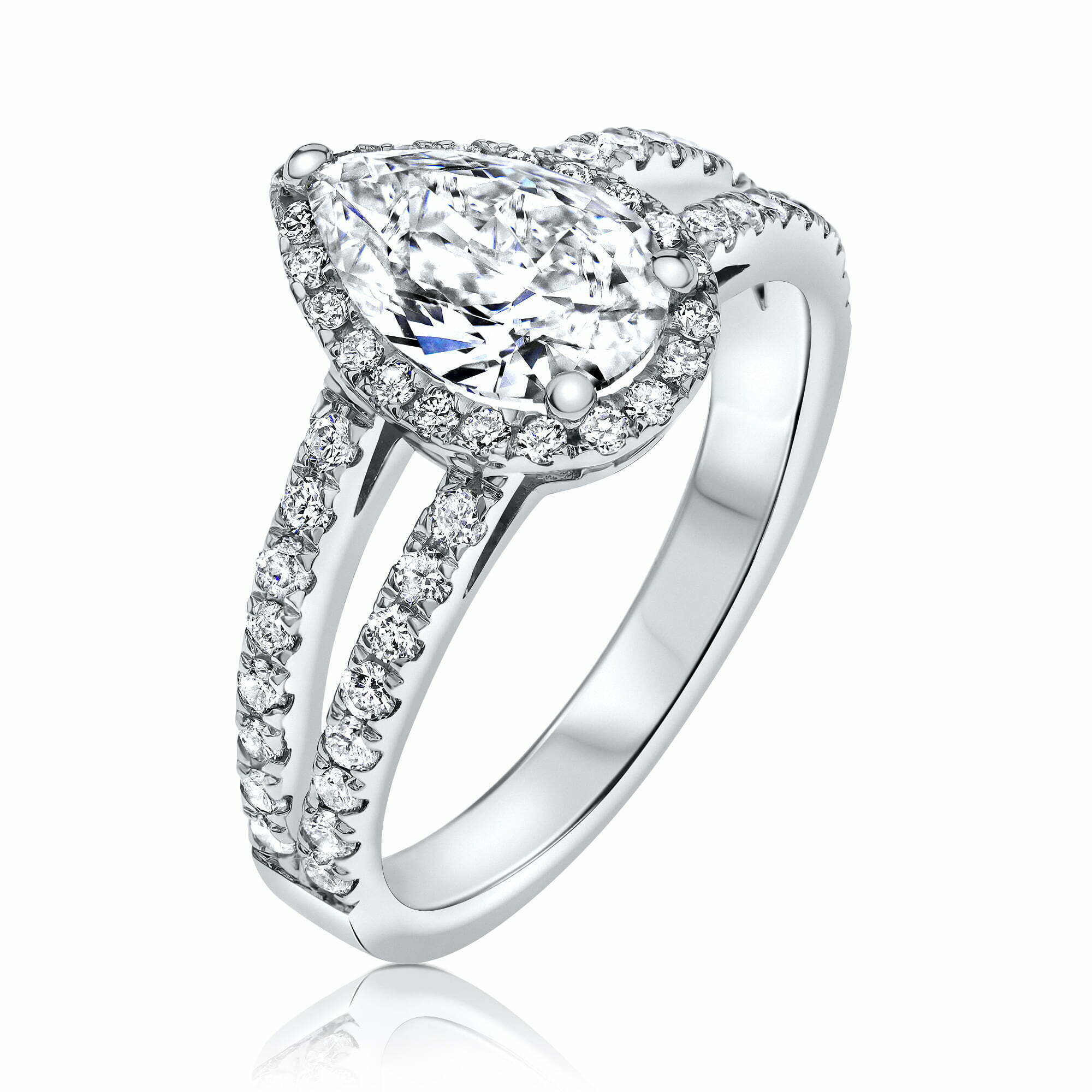 טבעת אירוסין זהב לבן יהלום טיפה 1 קראט יוקרתית Riley ריילי