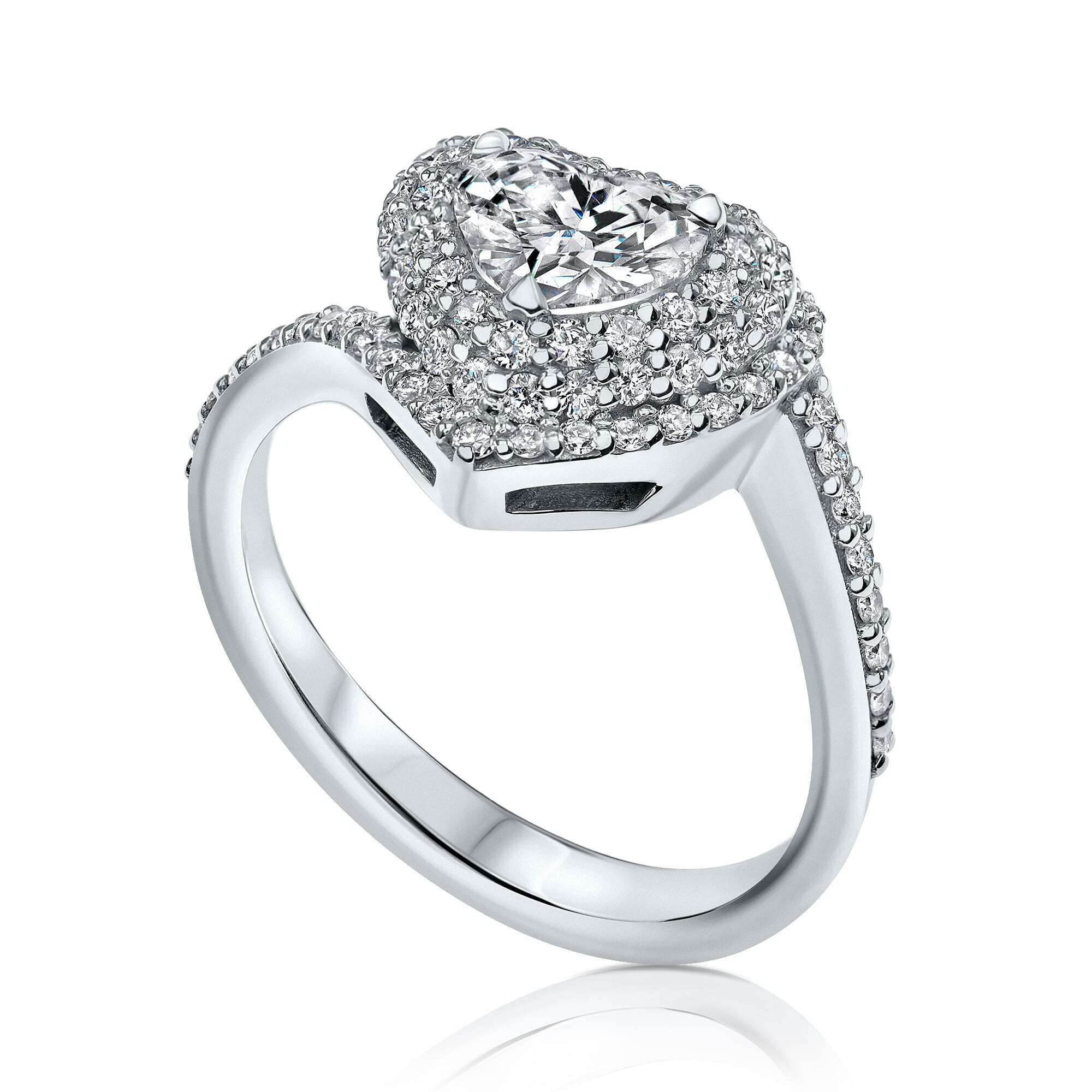 טבעת אירוסין בצורת לב זהב לבן ויהלומים יוקרתית ayala